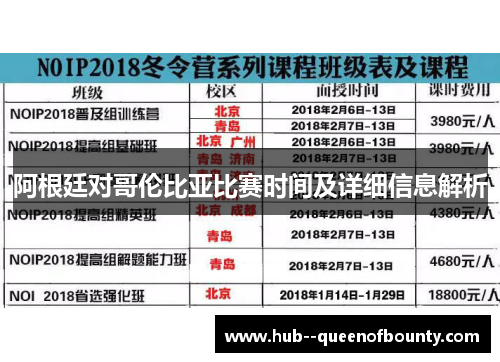 阿根廷对哥伦比亚比赛时间及详细信息解析